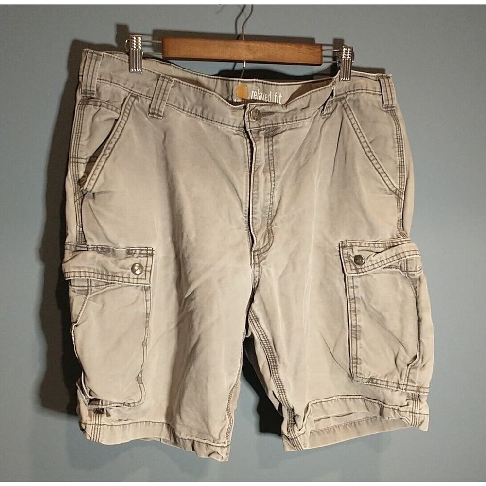 Carhartt Mens Light Grey Work Shorts Size 40 Relaxed Fit Gray